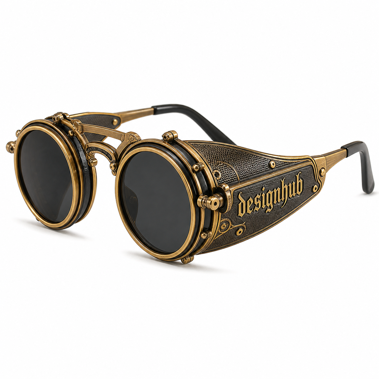 Designhub King James Rectangle Shades — Blue Mirror Rose Gold