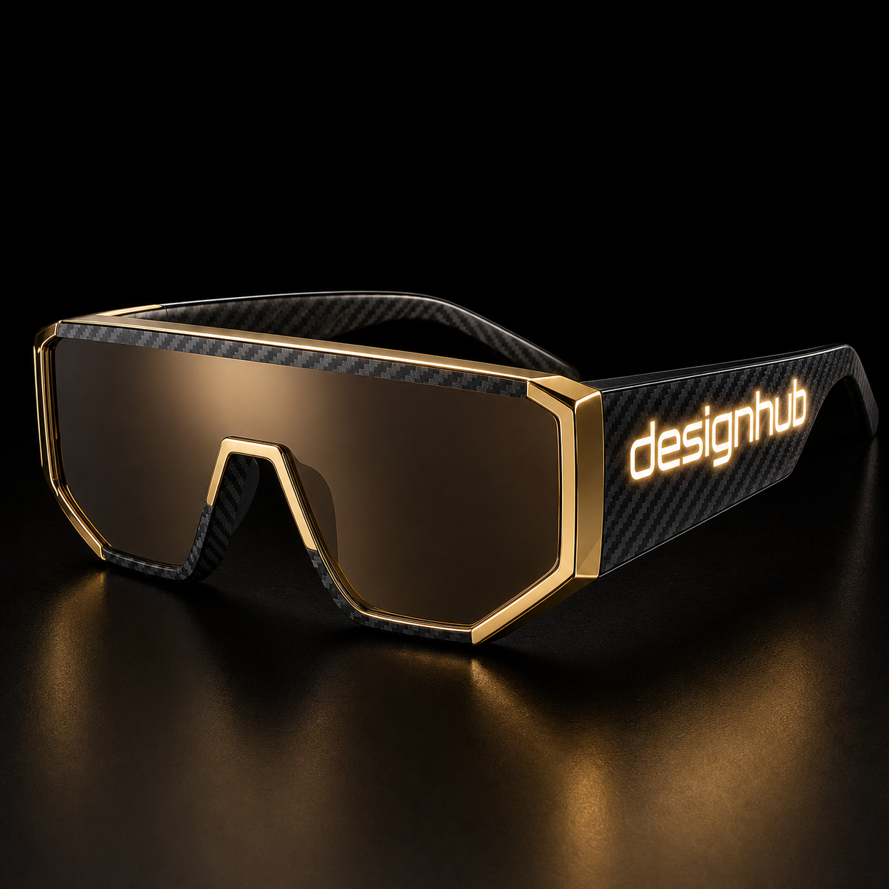 Designhub Hustler Square Shades — All Black Stealth